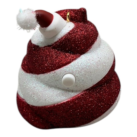 2021 Hallmark Magic Sound CRAPPY CHRISTMAS Tree Ornament Red White Poop NEW - Picture 2 of 5